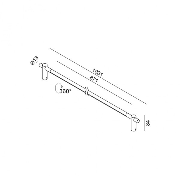 SLIMLINE, L1031mm, D18mm, sp84mm, LED 8W, 3000К, 48V, латунь (10.1810.8.930.BR)