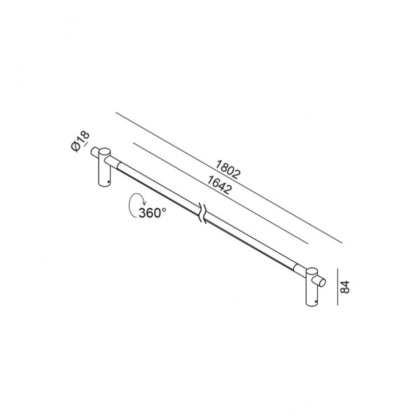 SLIMLINE, L1802mm, D18mm, sp84mm, LED 15W, 3000К, 48V, латунь (10.1818.15.930.BR)