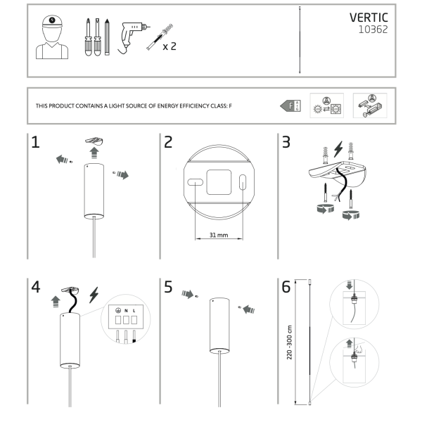 Подвесной светильник Nowodvorski 10362 Vertic Led 1x20W IP20 Bl