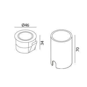 IN WALL RING, D46mm, H34mm, LED 1W, 3000К, сталь (01.3853.R1.830.ST)