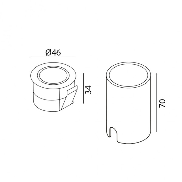 IN WALL RING, D46mm, H34mm, LED 1W, 3000К, сталь (01.3853.R1.830.ST)