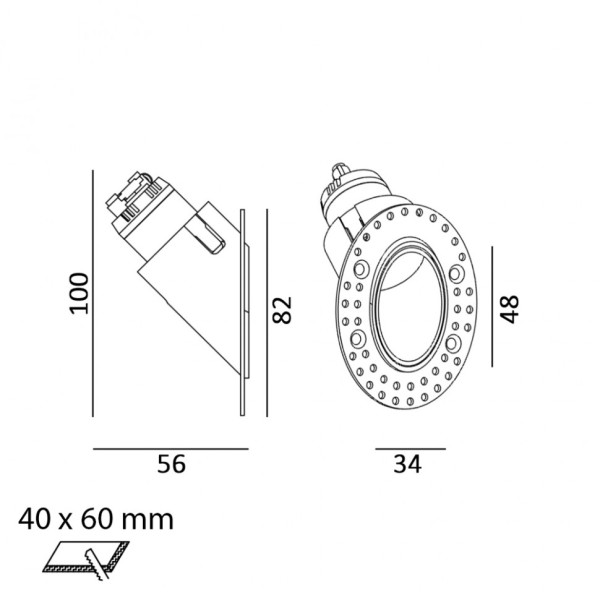 IN WALL O, L 37mm, H 53mm, sp 50mm, LED 3.3W 3000K, черный (01.3805.EL.930.BK)