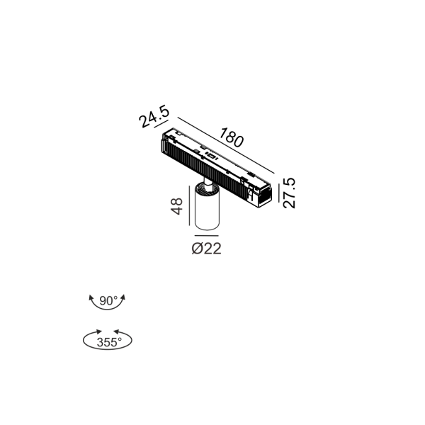 Трековый прожектор IN_LINE TUB XS A 48, 3000K (белый) (DALI)