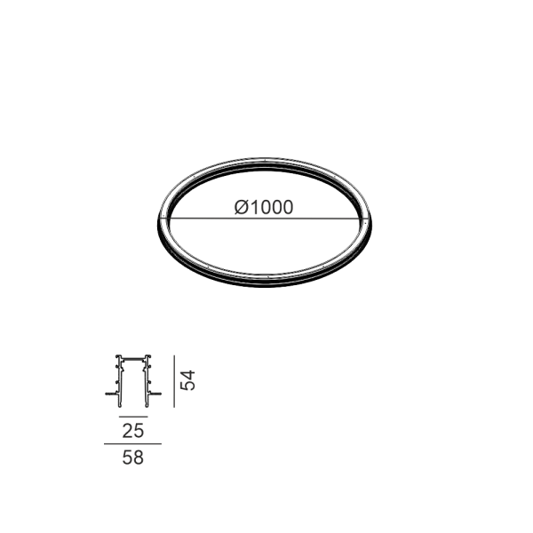 Вбудований шинопровід IN_RING TRACK R, D1000, чорний