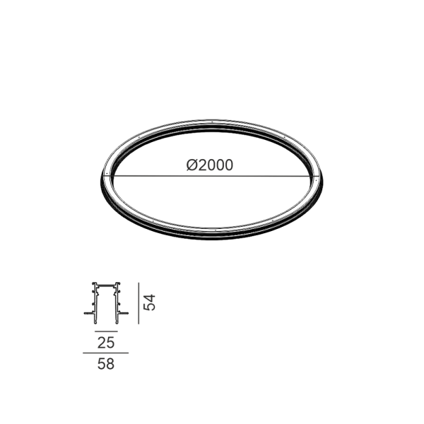 Вбудований шинопровід IN_RING TRACK R, D2000, чорний