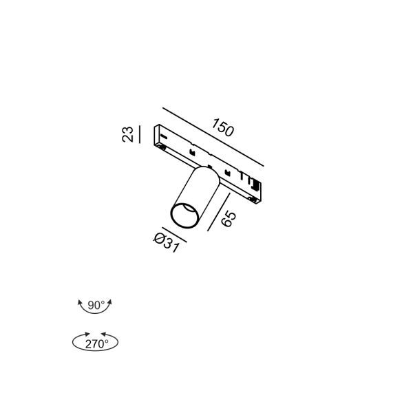 Трековый прожектор MICRO_LINE TUB S, 4000K (латунь)