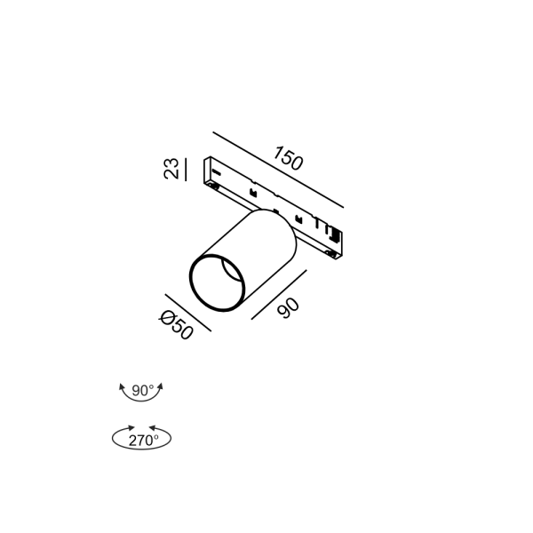 Трековый прожектор MICRO_LINE TUB M, 4000K (латунь)