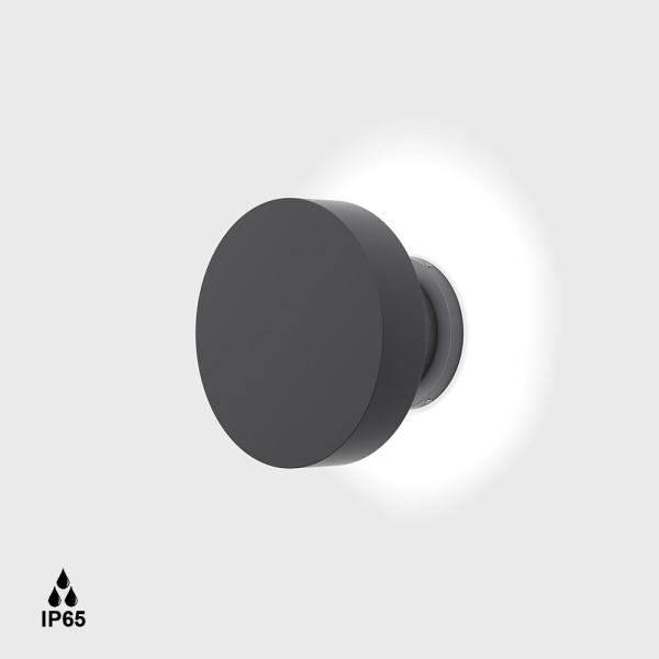 Уличный настенный накладной светильник BUTTON IP 360°, 2700K (графит)