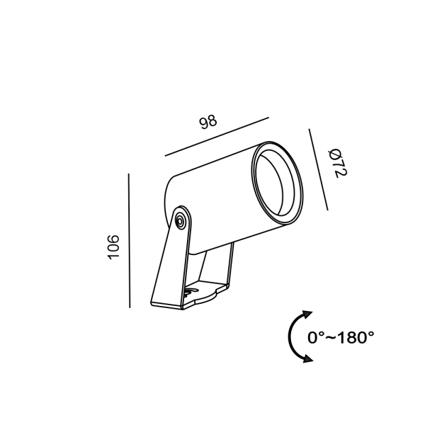 Уличный прожектор VISOR72 15°, 3000K (графит)