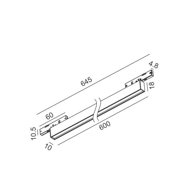 Трековий лінійний світильник PICO_LINE LINEA OUT 600, 3000K (чорний)