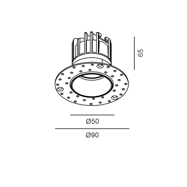 Врізний світильник TUB M TRIMLESS PHASE CUT, 11 Вт 3000K (білий)