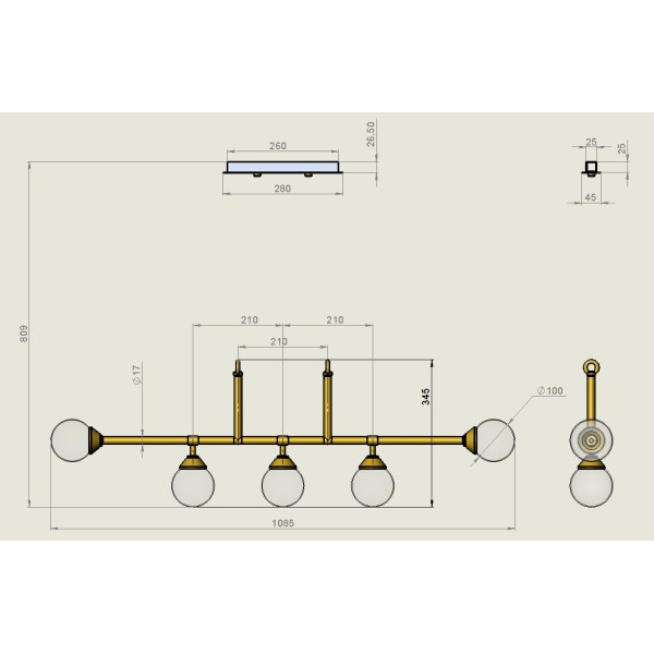 Люстра Pikart BRASS & GLASS 6285