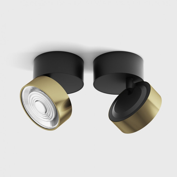 SOL SURF, D95мм, H78мм, LED 14W 3000K, черный-золотой (02.9533.14.930.BK + SOL RING BRASS)