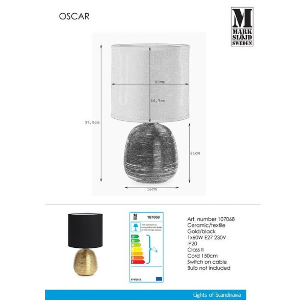 Настольная лампа Markslojd OSCAR 107068