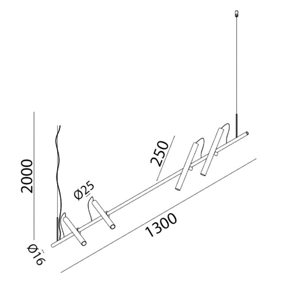 POINTER SUSP, L1300mm, H250mm, d25mm, 4х5.4W LED, 3000К, черный/светлое золото (10.1300.6.930.BK/CG)