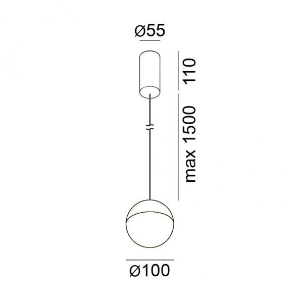 BALL M, D100mm, H1500mm, LED 7W, 3000К, белый (03.1000.7.930.WH)