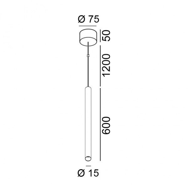 TUB XS P, D15mm, H600mm, LED 2,4W, 3000К, латунь (03.0160.2.930.BR)