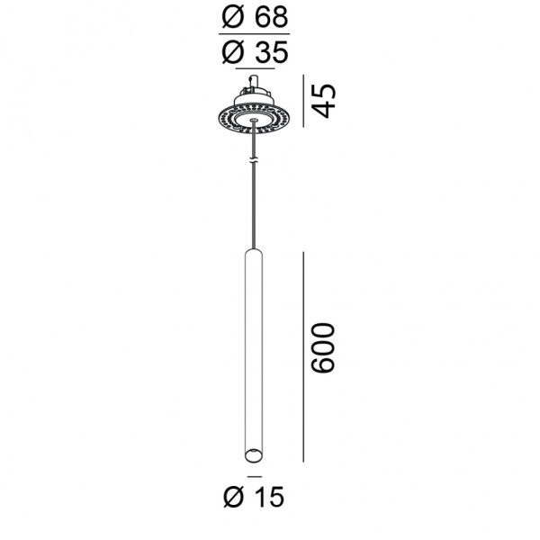 TUB XS P NANO BASE, D15mm, H600mm, LED 2,4W, 3000К, белый (03.0161.2.930.WH)