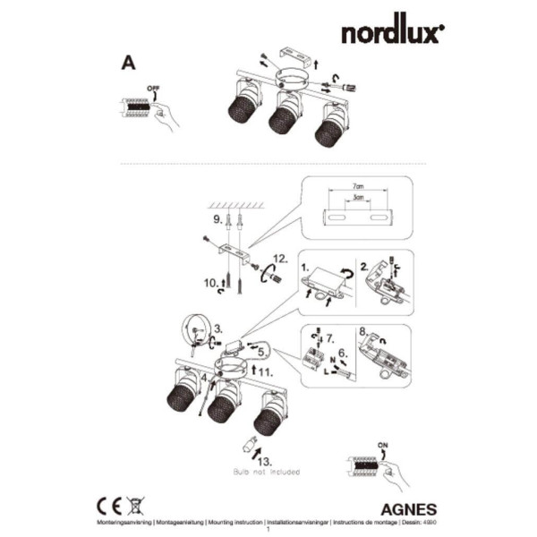 Стельовий світильникNordlux AGNES 49900101