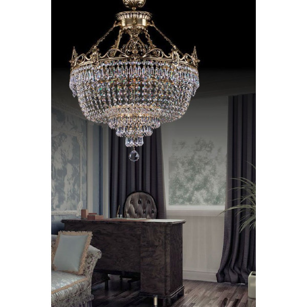 Кришталева люстра ARTGLASS CORINA II CE brass antiq
