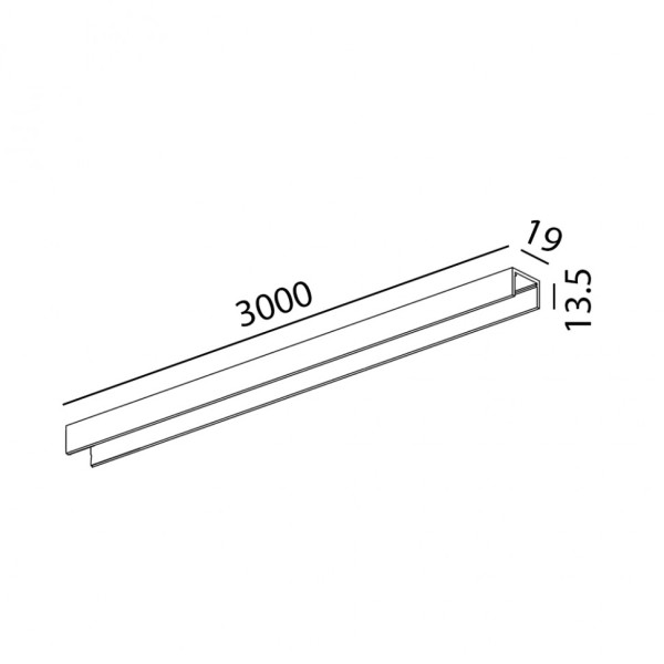 Трек накладной MINI_LINE42 TRACK S 3000, L3000mm, W19mm, H13,5mm, чёрный (07.S300.BK)