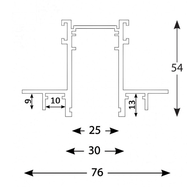 Шинопровод встроенный IN_LINE DC48V TRACK R 2000 Чёрный