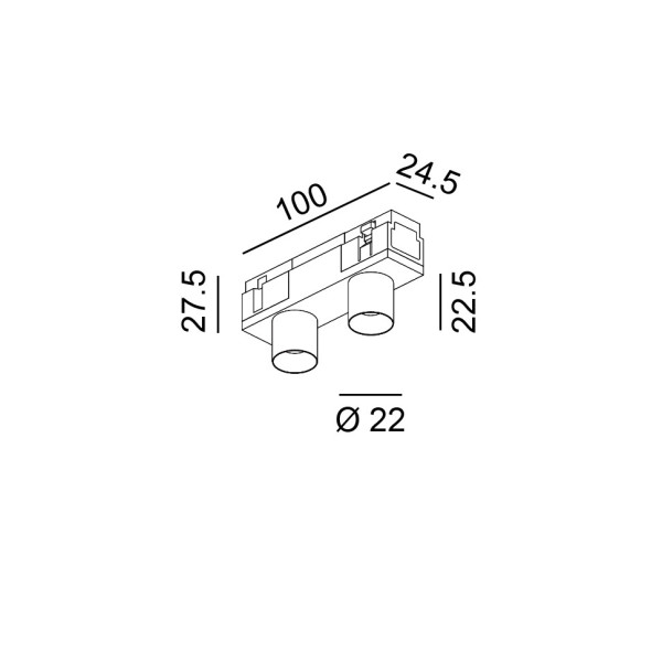Трековый прожектор IN_LINE TUB XS A 22 X2, 3000K (хром)