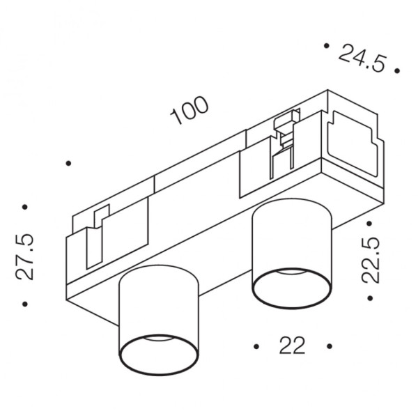 Трековый прожектор IN_LINE TUB XS A 22 X2, 3000K (чёрный)