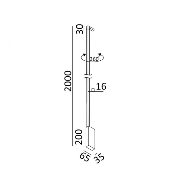 ROD, H2000mm, sp65mm, w35mm, LED 25W, 3000К, чёрный (10.1990.23.930.BK)