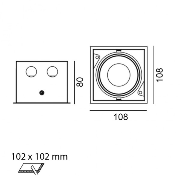 KARDAN, L108mm, W108mm, H80mm, LED 9W, 3000К, черный (01.6100.13.930.BK)