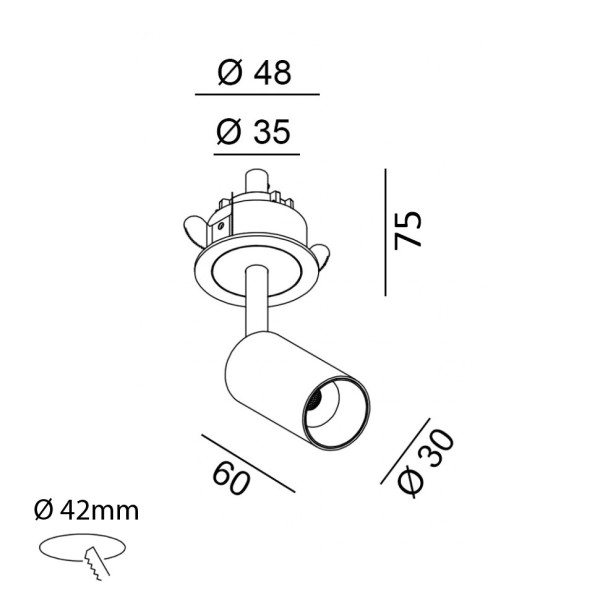 NANO TUB S TRIM, D30mm, Н60mm, LED 4.5W, 3000K, хром (01.3905.7.930.CR)