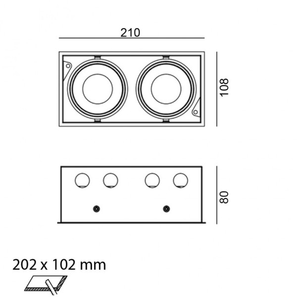 KARDAN 2, L210mm, W108mm, H80mm, LED 2х9W, 3000К, черный (01.6110.26.930.BK)